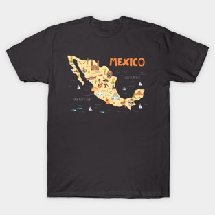 Mexico Illustrated Map T-Shirt